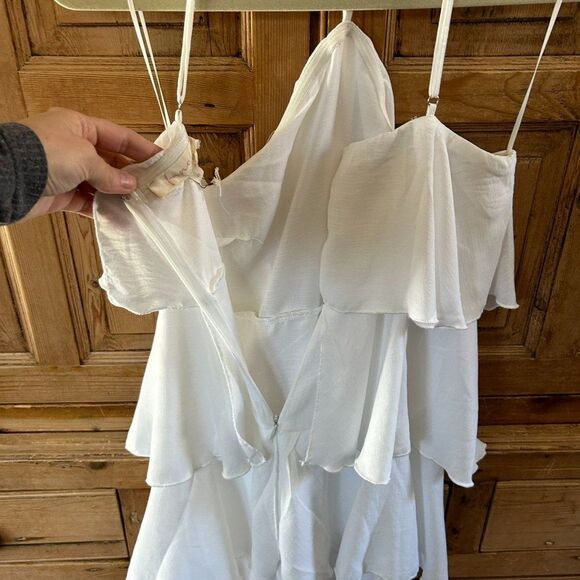 NWT Fanco‎ Shop Small White Ruffled Layered Dress Y Neck Strappy Tank Top - Picture 13 of 14